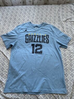 Jordan Memphis Grizzlies Light Blue #12 Ja Morant Tee